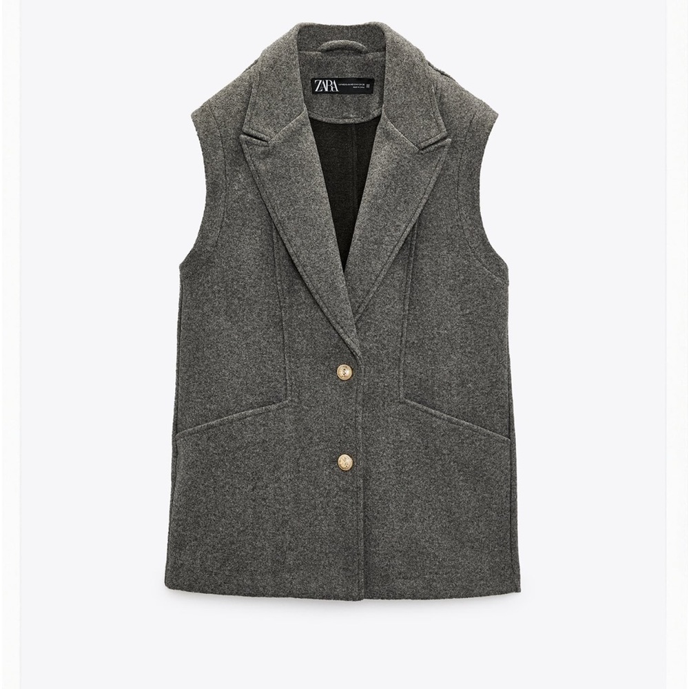 ZARA GREY + GOLD BUTTON VEST